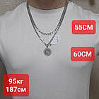 Срібний комплект кулон Вегвізир - Рунічний Компас та ланцюжок бісмарк 925 проба чорніння, фото 5