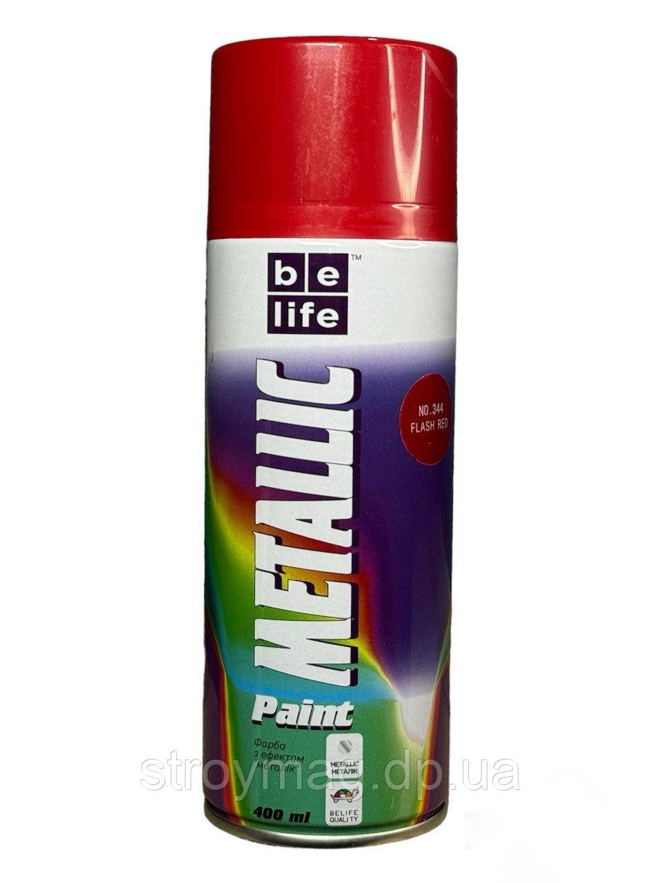 Аерозольна фарба Belife Metallic Paint 400 мл 344 червоний - фото 1 - id-p65009523