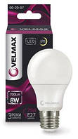 LED лампа VELMAX V-A60, 8W, E27, 3000K, 800Lm, кут 240°