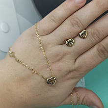 Набір прикрас у стилі Тіффані: ланцюжок на шию та сережки-сердечка топ