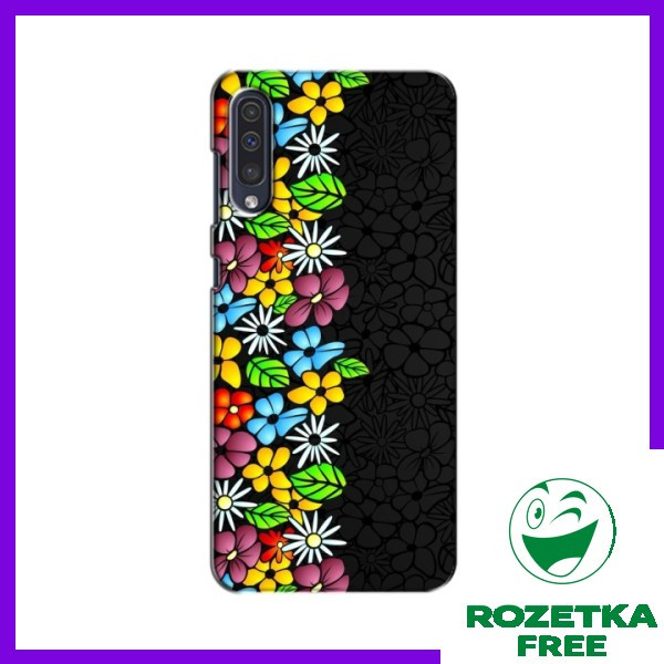 Чохол Яскраві Квіти Samsung Galaxy A50 2019 (A505F) / Чохли Квіти на чорному на Самсунг Галаксі А50 (2019)