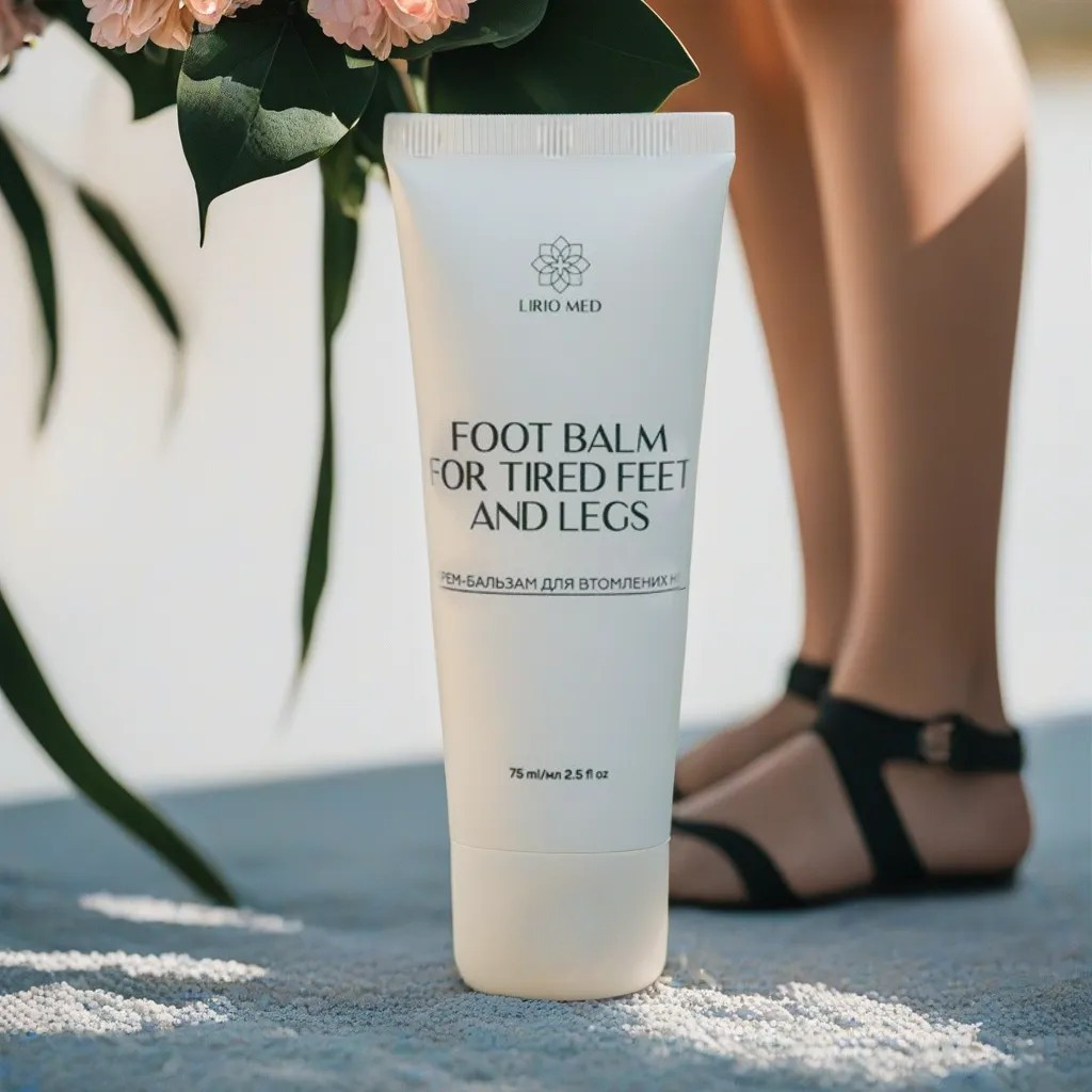 Охолоджуючий і живильний крем бальзам Lirio Med 75 мл для втомлених ніг, фото 1
