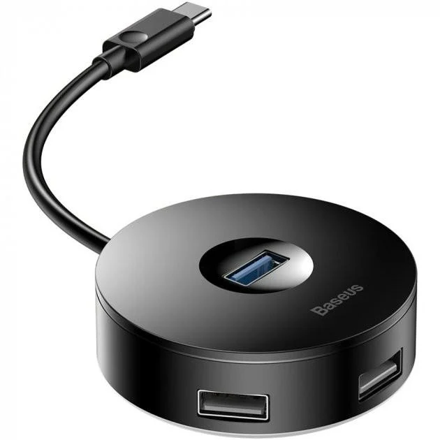 USB-Hub Baseus Plug-and-Play Round Box Type-C to 4 USB Black (CAHUB-G01)