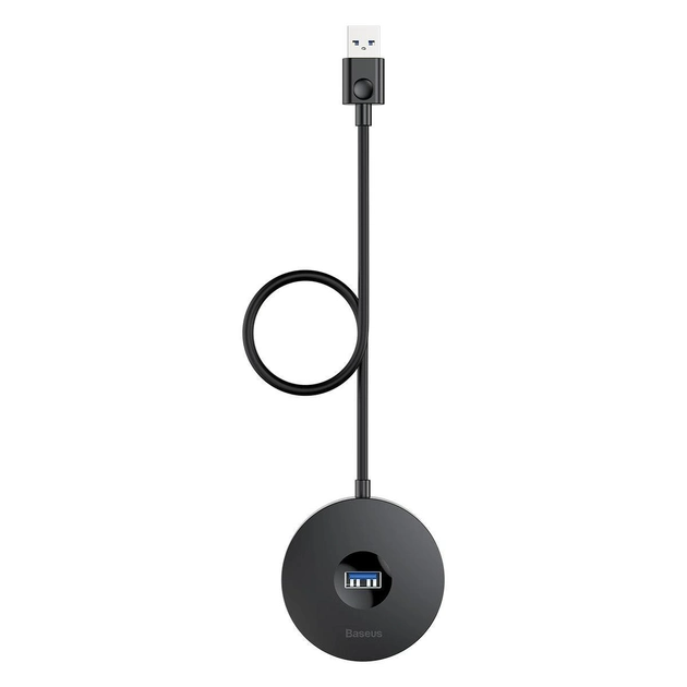 Перехідник Baseus Round Box HUB Adapter (USB 3.0 х 1 / USB 2.0 х 3 1м) Black (CAHUB-U01)