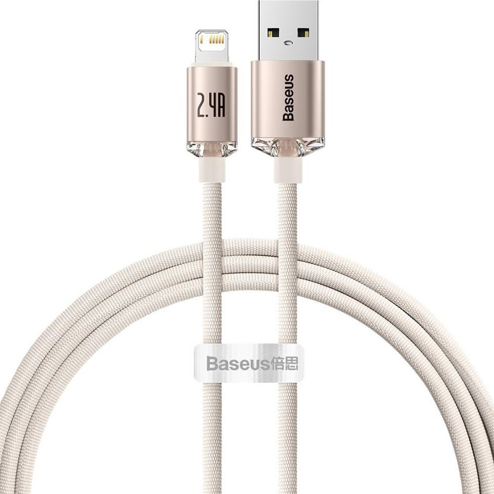 Кабель Baseus Crystal Shine Series Fast Charging Data Cable USB to iP 2.4A 1.2 м Pink (CAJY001104)