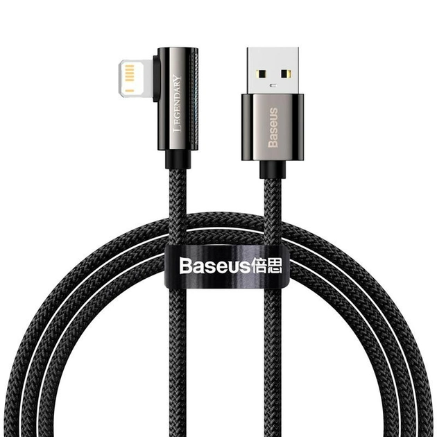 Кабель для швидкого заряджання Baseus Legend Series Elbow Fast Charging Lightning 2.4A 2m Black (CALCS-A01)