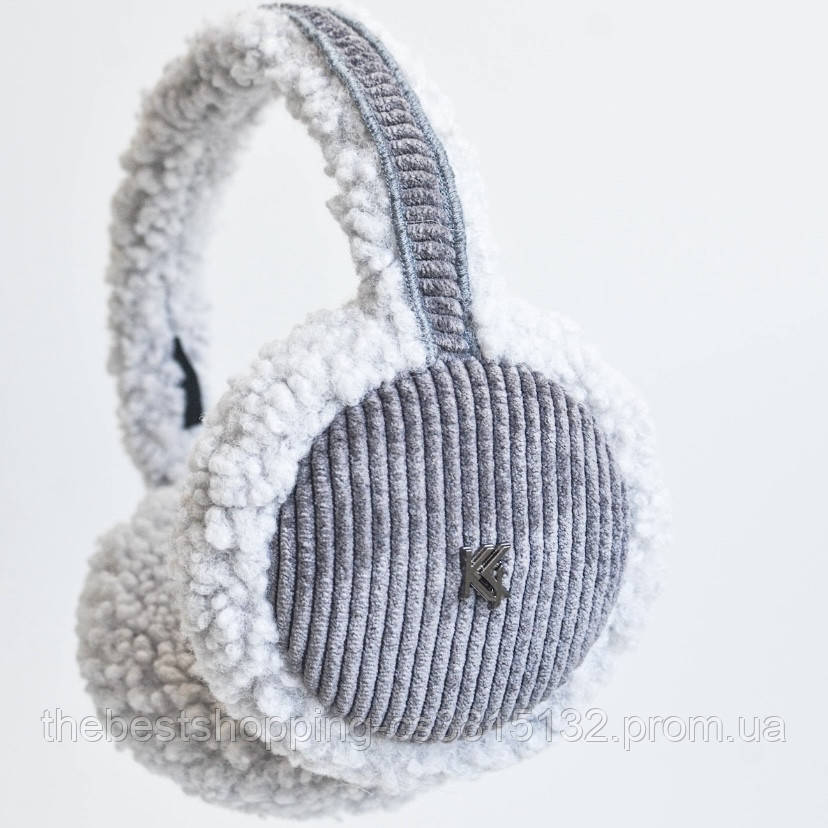 Теплі навушники Тедді/Teddy + вельвет колір іній Жіночі навушники Дитячі навушники Вушка Хутряні навушники