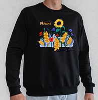 Свитшот с принтом Полевые цветы, черный, мужской, Украина, бренд Малюнки M