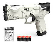 Іграшковий пістолет Fire Fenix із м'якими кулями. Фаєр фенікс білий пістолет з м'якими кулями