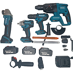 Набір інструменту Makita 4 в 1 36V/5A Шурупокрут, Болгарка, Перфоратор, Гайковерт 3 шт АКБ