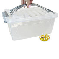 Пищевый пластиковый контейнер на 10Л STYLE с крышкой и ручками, прямоугольный, прозрачный SNMZ
