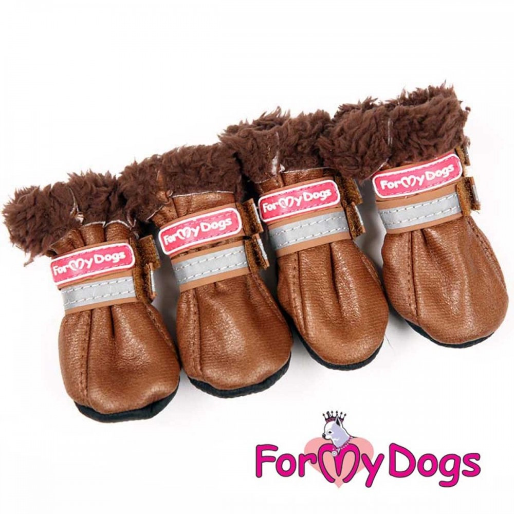 Зимові черевики For My Dogs з екошкіри на м'якій підошві, на липучці коричневого кольору