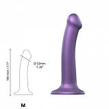 Насадка для страпону Strap-On-Me Mono Density Dildo Violet M, діам. 3,3 см, одношаровий силікон, гну, фото 3