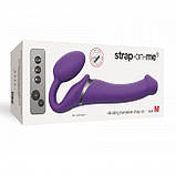 Безремінний страпон з вібрацією Strap-On-Me Vibrating Violet M, діаметр 3,3 см, пульт ДК, регульован, фото 4