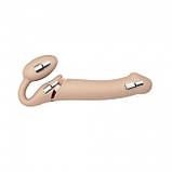 Безремінний страпон з вібрацією Strap-On-Me Vibrating Flesh L, діаметр 3,7 см, пульт ДК, регульовани, фото 3