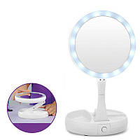 Дзеркало складне для макіяжу з Led підсвічуванням кругле Білий My Fold Away Mirror (FG22)