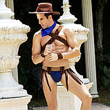 Чоловічий еротичний костюм ковбоя "Влучний Вебстер" One Size: хустка, портупея, труси, манжети, капе, фото 4