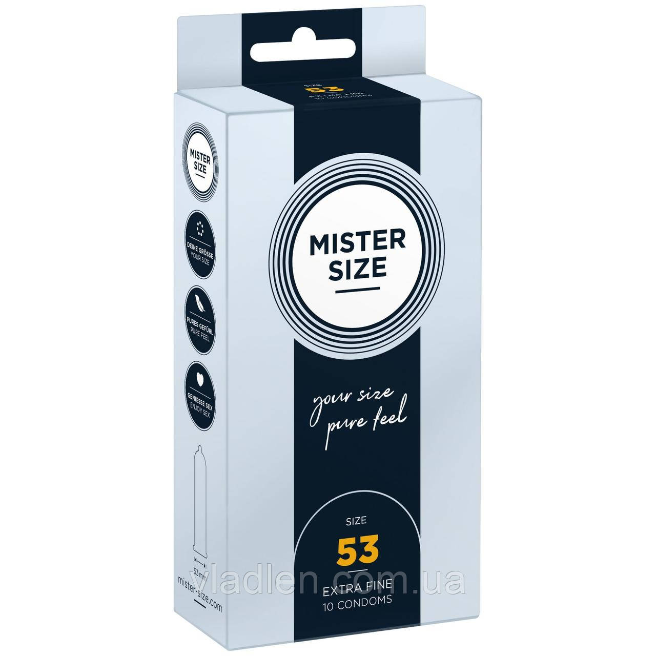 Презервативи Mister Size — pure feel — 53 (10 condoms), товщина 0,05 мм
