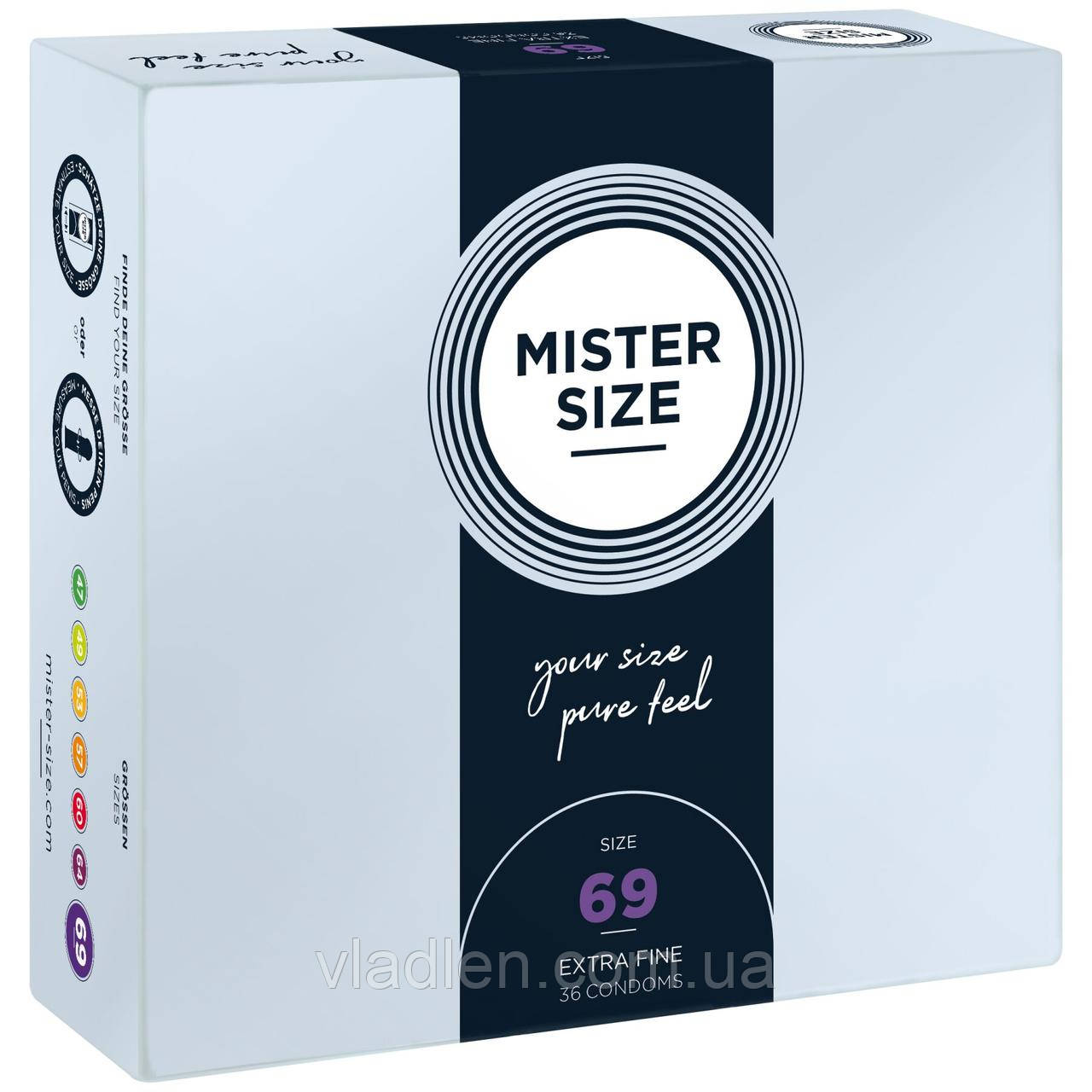 Презервативи Mister Size — pure feel — 69 (36 condoms), товщина 0,05 мм