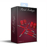 Набір для БДСМ 3 в 1 Feral Feelings BDSM Kit 3 Red, red, наручники, поножі, хрестовина, фото 2