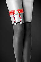Гартер на ногу Bijoux Pour Toi - WITH HEART AND SPIKES Red, сексуальна підв'язка з сердечком