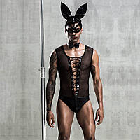 Еротичний чоловічий костюм "Зайка Джонні" з маскою, One Size Black