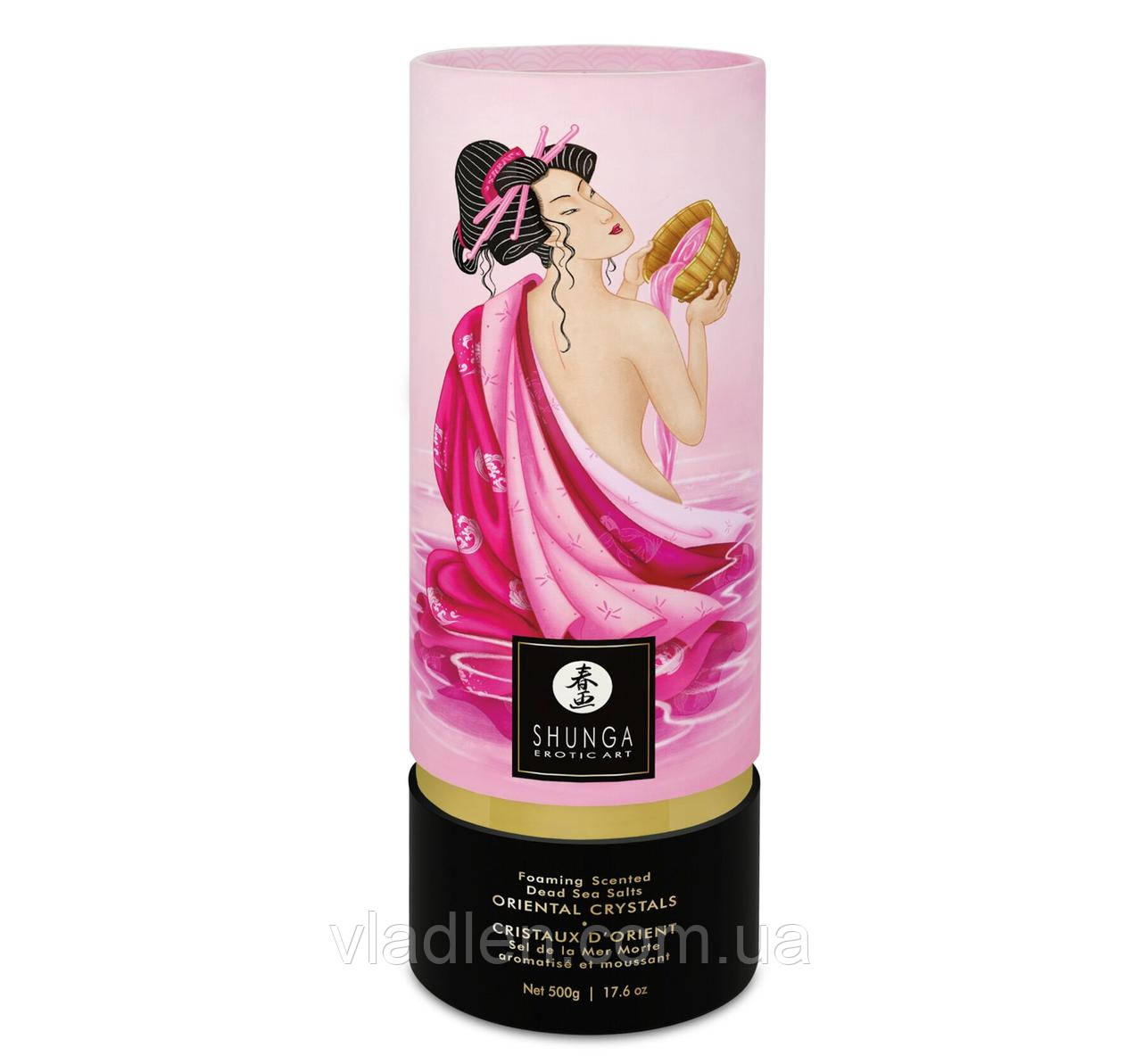 Пінлива сіль для ванни Shunga Dead Sea salt Oriental Crystals — Rose Petal (500 г), сіль Мертвого мо