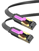 Патч корд Vention сетевой кабель 10 Гбит\с Ethernet RJ45 Cat 7 плоский 1М Black (ICABF)