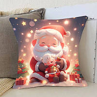Подушка 3D новогодняя Уютная подушка с Дедом Морозом 3166_E 15349 50х50 см
