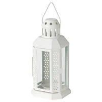 Лампа ліхтар для чайної свічки IKEA ENRUM, для дому та вулиці, біла, 22 см