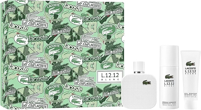 Подарочный набор для мужчин Lacoste Eau De L.12.12 Blanc set (edt/100ml + deo/150ml + sh/gel/50ml)