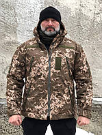 Тактическая зимняя куртка Soft Shell UKR TEK на холофайбере пиксель Куртка армейская влагоустойчивая софтшел