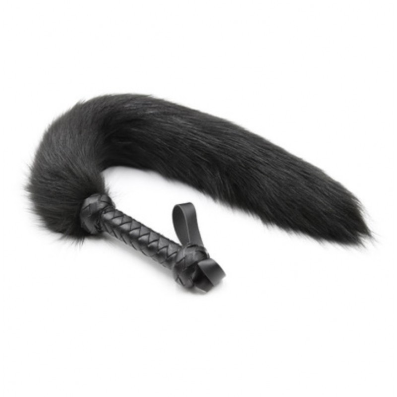 Чорний хутряний хвіст лисиці з ручкою Fox Tail Whips Кітті