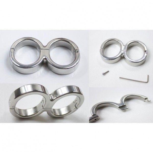 Allen-8 Darby Style Stainless Steel Single Hinge Bondage Handcuffs With Allen Driver & Screw Кітті