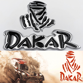 Металева емблема DAKAR (Дакар) 10.0 x 8.0 cm - Сріблясто Чорна