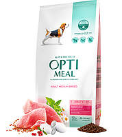 Optimeal Оптимил 12 кг для средних пород с индейкой Оптиміл сухий корм для собак середніх порід