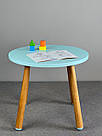 Круглий столик для хлопчика "Монтессорі" з натурального дерева Блакитний, фото 3