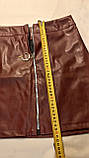 Спідниця шкіряна екошкіра штучна бордова на блискавці 42 44 зам., фото 5