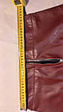 Спідниця шкіряна екошкіра штучна бордова на блискавці 42 44 зам., фото 7