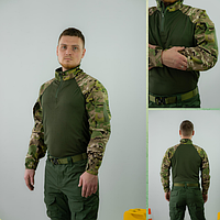 Рубашка тактическая убакс армейская Мультикам - хаки (44 - 56р) Мужская военная кофта Ubacs для ЗСУ