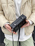 Сумка прямокутна FILWHITE BAG 5506 крос-боді тренд квадратна через плече шоколадка чорна, фото 7