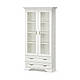Біла шафа для книг зі склом, сервант вітрина 2В2Ш для посуду у вітальню, зал класика Іріс Мебель Сервіс, фото 3