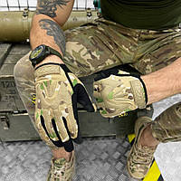 Тактические армейские перчатки цельные M-pact Мультикам (M - XL) синтетическая кожа Защитные перчатки