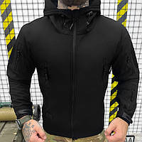 Тактическая куртка демисезонная Софтшел Windstoper Черная (S - 3XL) SoftShell Куртка армейская мужская
