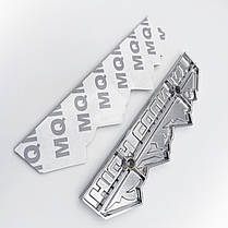 Металева емблема HIGH COUNTRY - 12.4 x 3.9 cm Чорна сріблястий напис, фото 5