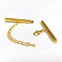 Фурнітура для браслета Finding Зажим-кінцевик слайдер карабін подовжувач Золотистий 35 мм