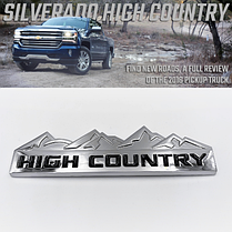 Металева емблема HIGH COUNTREY - 12.4 x 3.9 cm Хром Чорний напис, фото 2