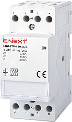 Контактор модульний на DIN-рейку e.mc.220.4.20.4NO, 4р, 20А, 4NO, 220В, E.NEXT, (p005019)