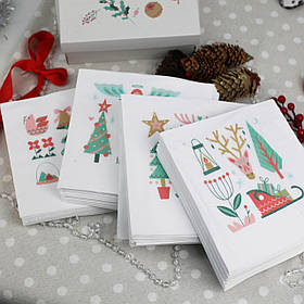 Новорічні серветки декоративні паперові - Набір 40 шт - Різдвяна серветка під тарілки тришарові