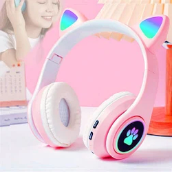 Дитячі навушники Бездротові навушники з котячими вухами, Рожеві